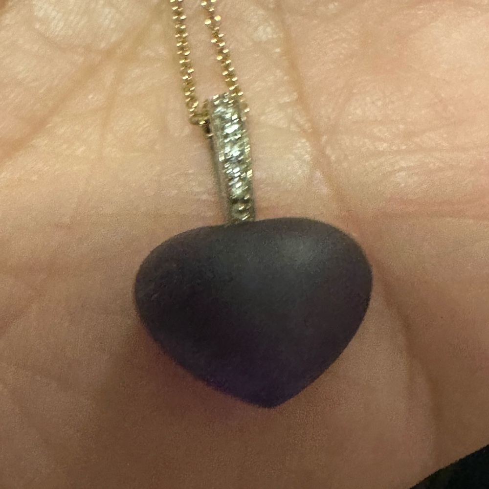 14k effy Amethyst heart diamond pendant